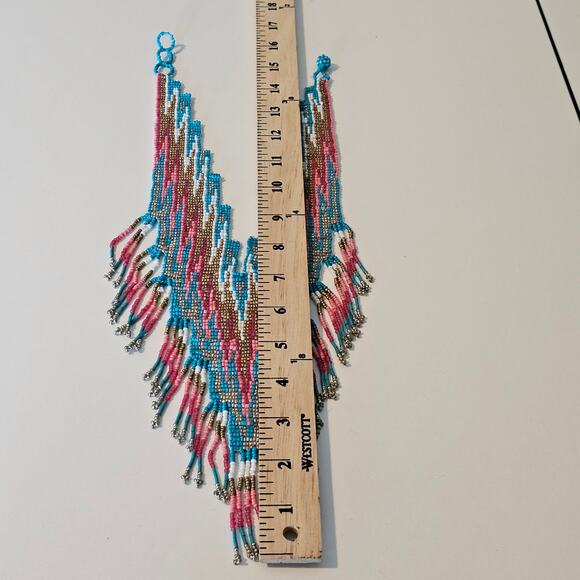 Bohemian Tribal Beaded Waterfall Necklace - Picture 3 of 5